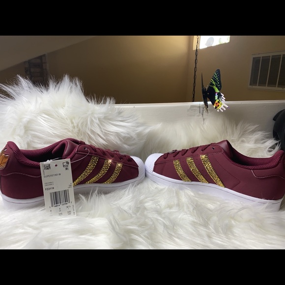 Relisted - Adidas superstar maroon with bling - Picture 3 of 6